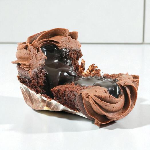 Двойной шоколадный капкейк – насыщенный шоколадный бисквит с начинкой из ганаша   масляный крем