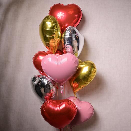 9 Heart Helium Balloons – Romantic Mix  6991
