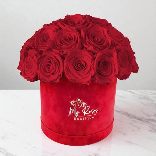 Red Velvet Box With 36 Red Roses