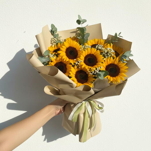 Sunny Glow – 11 Sunflower Bouquet | Bright   Cheerful Gift Dubai