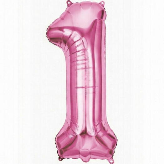Розовый фольгированный шар-цифра 1 (наполнен гелием)