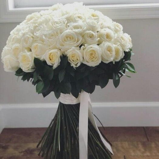 51 white rose bouquet