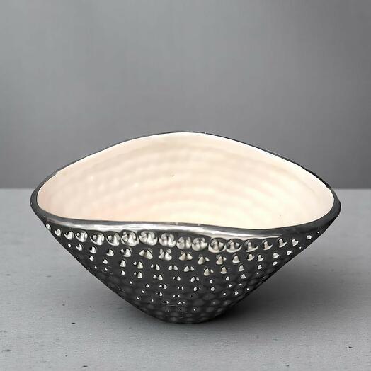 Silver Dot Ceramic Vase Medium