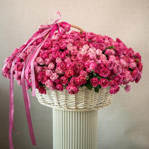 201 Mixed Peony Spray Roses Basket 6950