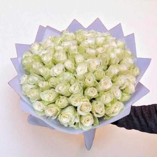 White Roses Bouquet – 50 Premium White Roses | Luxury Flower Arrangement by December Flower