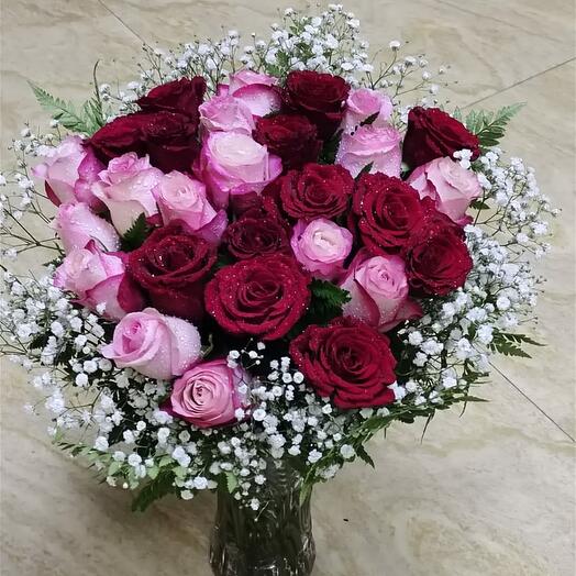 Mix Roses in a Vase;