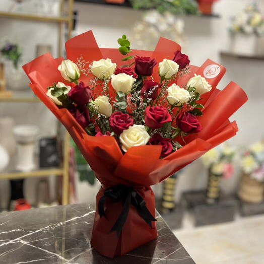 Red and white bouquet