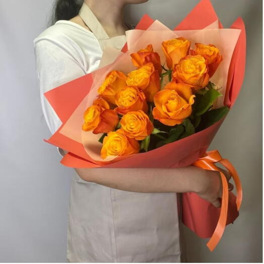 11 Vibrant Orange Rose Bouquet