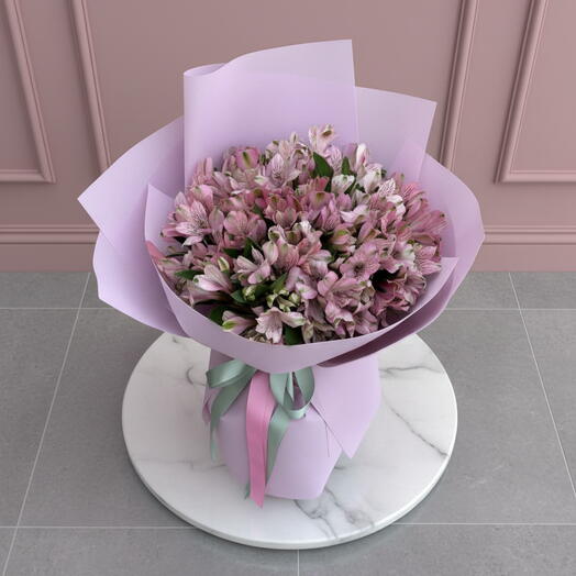 باقة من 25 زهرة ألستروميريا وردية