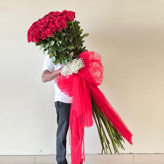 The Grand Devotion – 75 Luxury Long-Stem Roses (160 cm)
