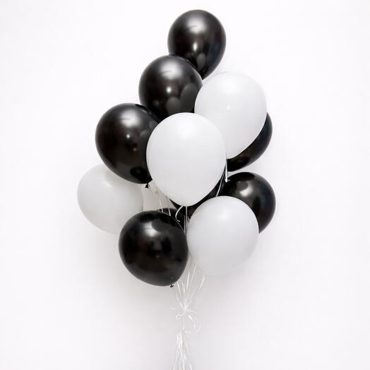 16 Black White Balloons
