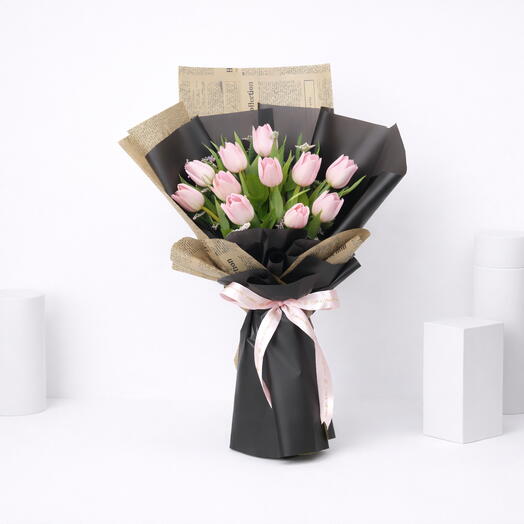 Pink Serenity 11 Tulips Bouquet