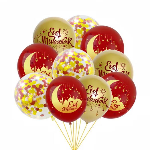 Élégant bouquet de ballons Eid Mubarak rouge et or