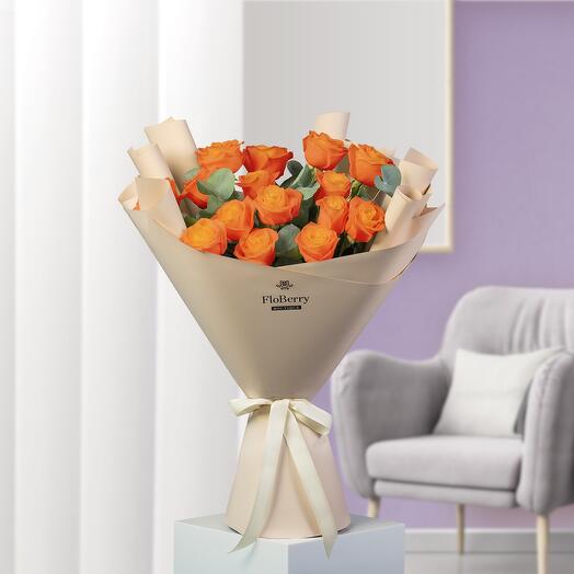 15 Orange Roses