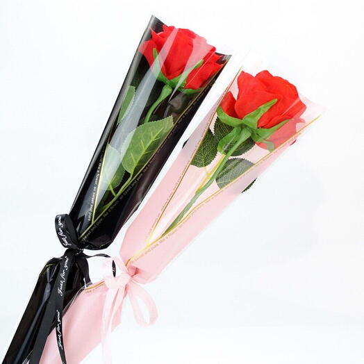 2  Fresh Red Rose Wrapped with Bouquet Bag