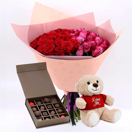 Mi Reina Ramo trío de 51 rosas