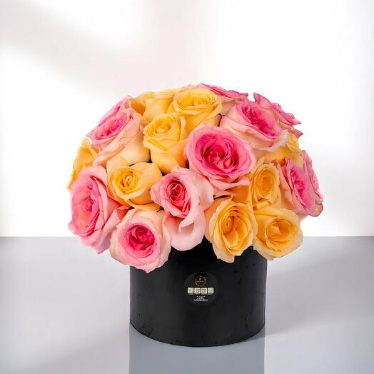 41 Premium Yellow and Pink Rose Box