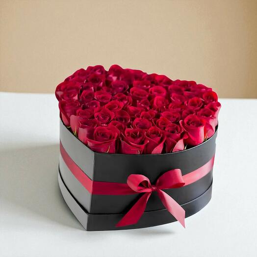 Red Rose In Heart Shape Box