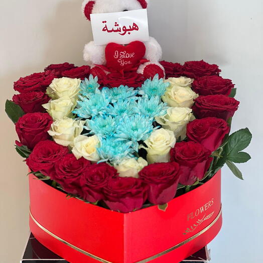Heart box flower arrangement
