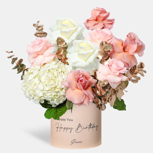 Joyful Birthday Elegant Ivory in Medium Box