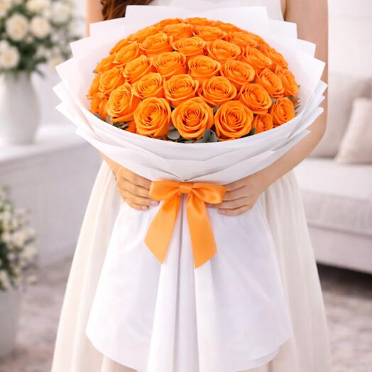Bouquet de roses orange