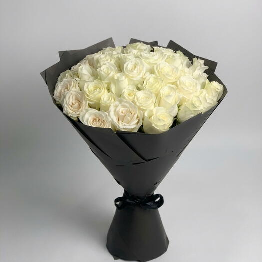 Elegant Valentine White Rose Bouquet | 51 White Roses | Luxury Flower Delivery UAE
