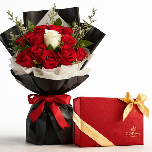 Bouquet d'amour rouge Adoring avec Godiva