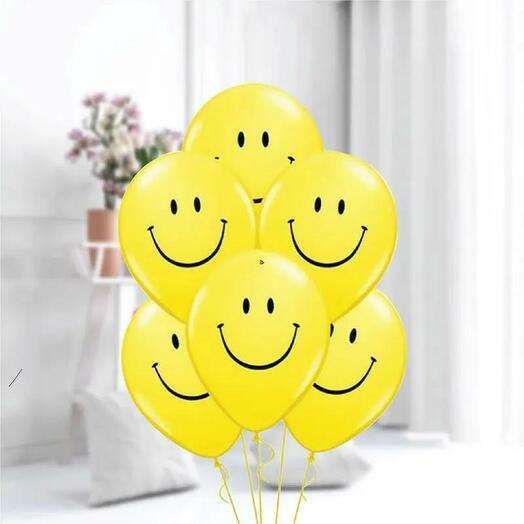 Globos de helio con carita sonriente 10 uds.