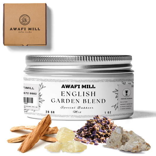 AWAFI MILL Смесь бахура Английский сад – благовония ручной работы для чистого, бодрящего аромата - флакон 170 грамм (6 унций)