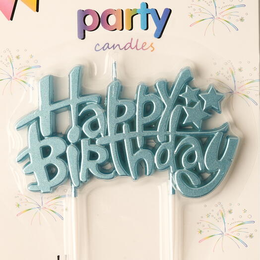 Свеча-надпись "Happy Birthday" - синий металлик