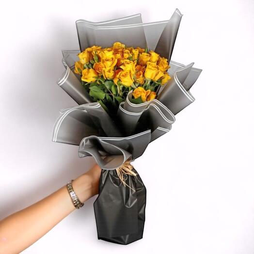 Golden Sunshine Baby Rose Bouquet | 20 Yellow Spray Roses