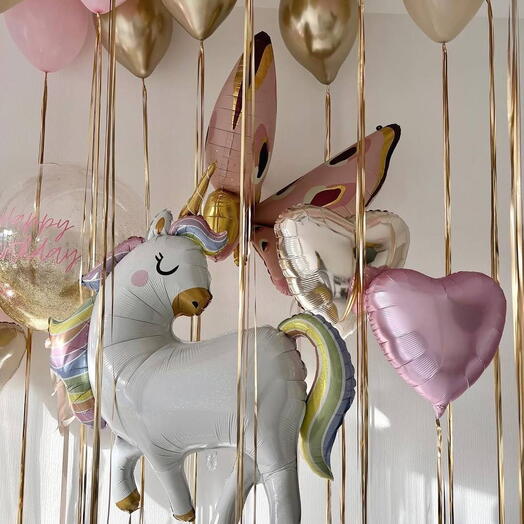 Unicorn and butterfly Helium Balloon Set