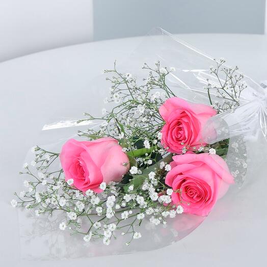 3 pink rose wrapping