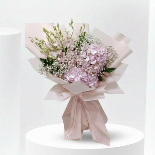 Pink Orchid   Hydrangea Bouquet