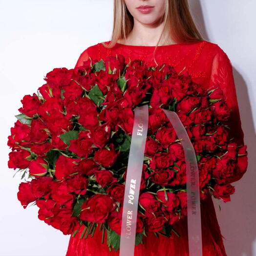 Celestial Charm: 100 Red Rose Bouquet