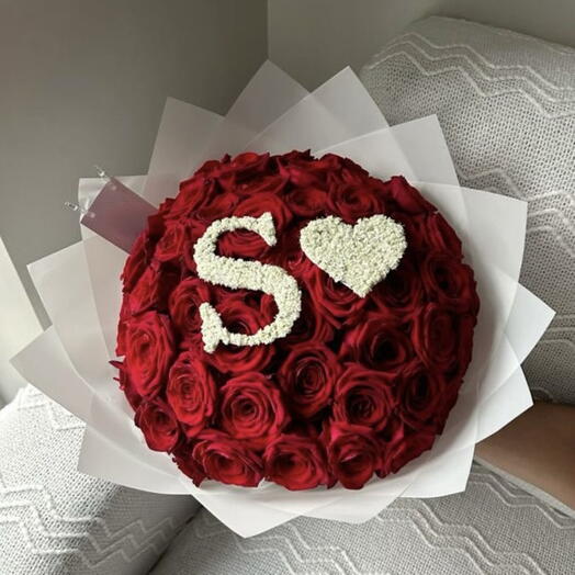 Sumptuous 51 Red Roses with Customised Letter