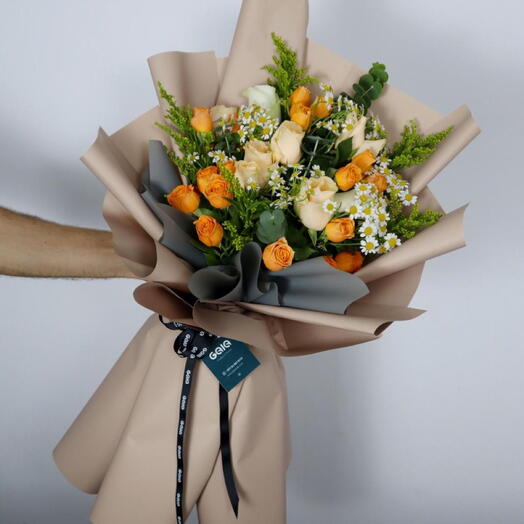 Рустикальный букет в упаковке