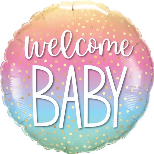 Welcome Baby Ombre Single Foil Balloon