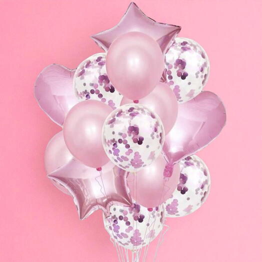 Набор из 14 розовых гелиевых шаров