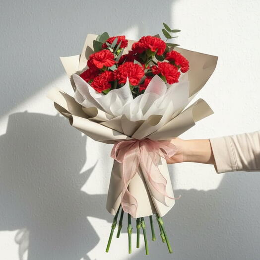 Luxury Ruby Affection | 11 Red Carnations for Romance   Grace | UAE Flowers Online