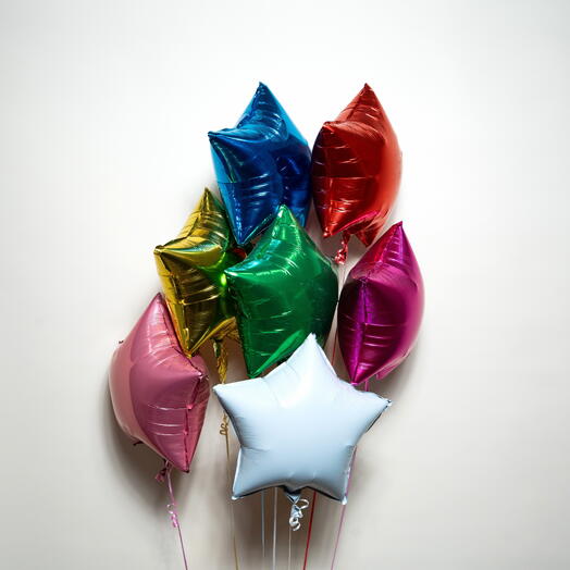 Набор разноцветных фольгированных шаров‑звёзд  7419