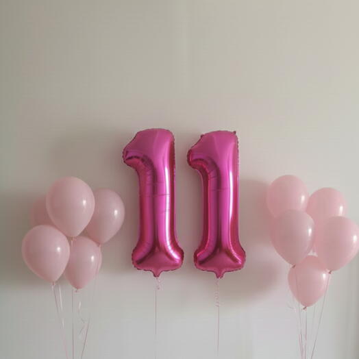 Happy Birthday Pink Number Eleven Balloon Set – 40 Inch