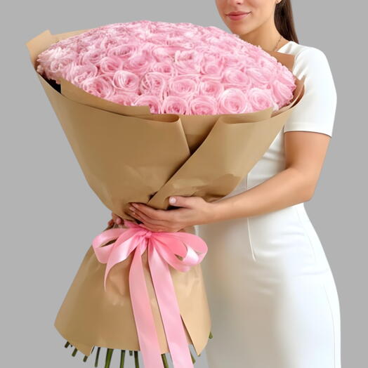 151 Valentine премиум-букет розовых роз для неё