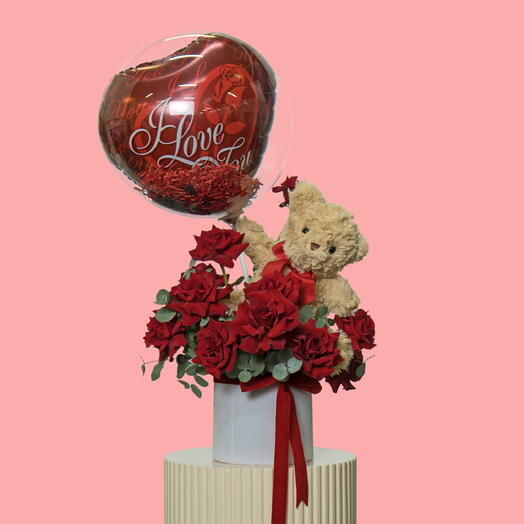 Love Teddy Rose Arrangement