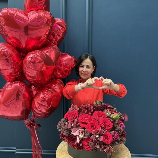 Set Flowers+balloons "Romance with Taste"