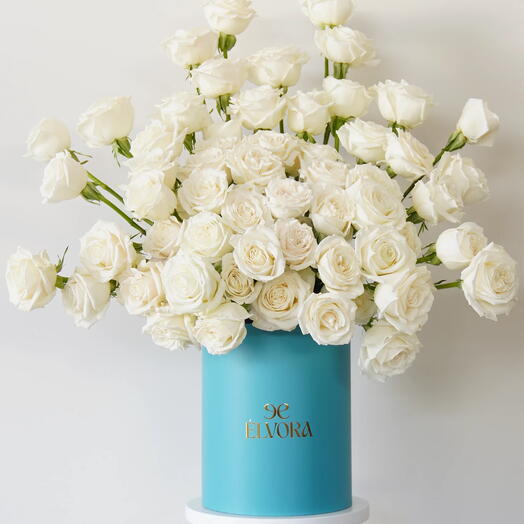 Коробка «Снежная элегантность» из белых роз