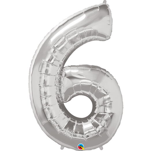 Silver Number Six Helium Balloon-5348