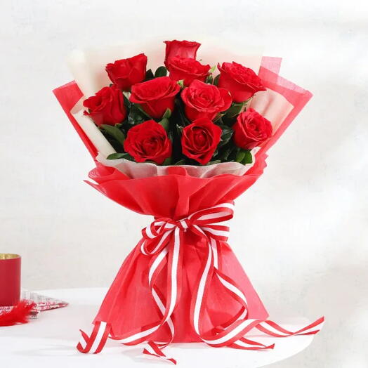 Bouquet de 10 roses rouges