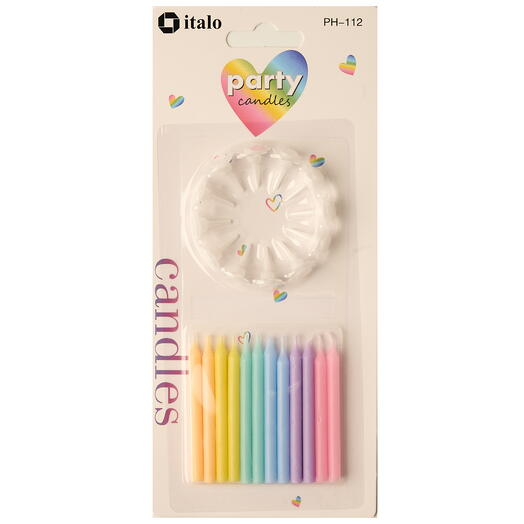 12- мини пастельных разноцветных праздничных свечей
