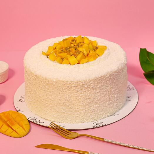 Coconut Mango passion fruit cake